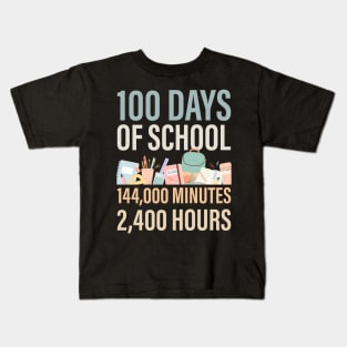 100 Days of School, Minutes and Hours Kids T-Shirt